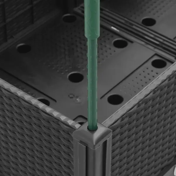 Võrega kõrgendatud taimekast rotangimustriga, must PP, 80 x 40 x 142,5 cm – 6