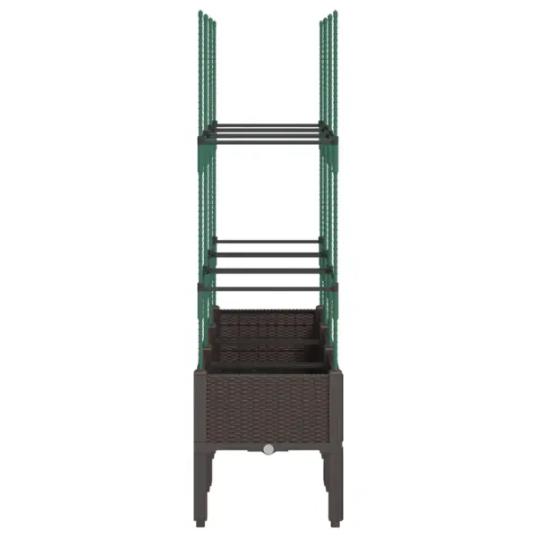 Võrega kõrgendatud taimekast, pruun rotangimustriga PP, 120 x 40 x 142,5 cm – 4