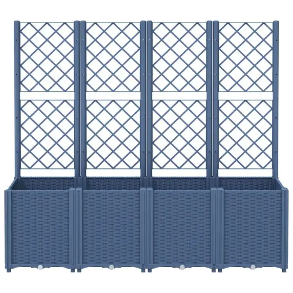 Võrega modulaarne taimekast 4 lillekastiga, sinine hall, PP, 160 x 40 x 140 cm – 3
