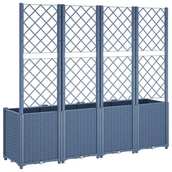Võrega modulaarne taimekast 4 lillekastiga, sinine hall, PP, 160 x 40 x 140 cm – 5