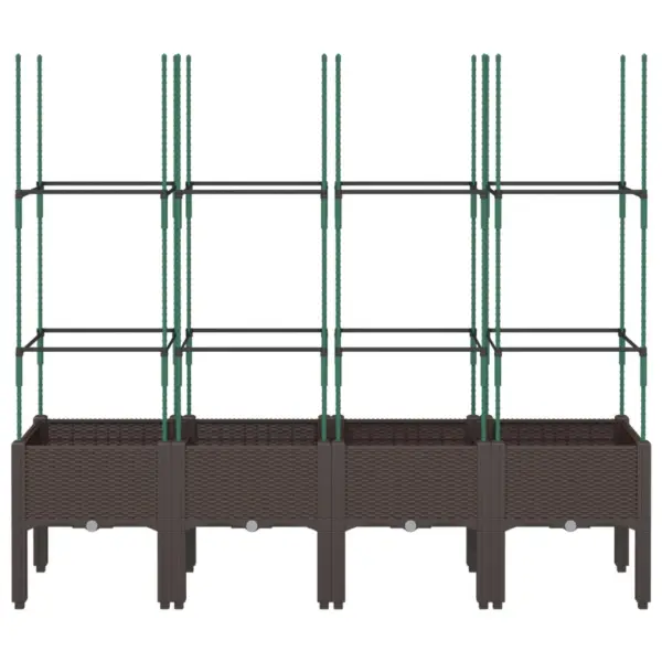 Pruun kõrgendatud võrega taimekast rotangi välimusega, PP, 160 x 40 x 142,5 cm – 3