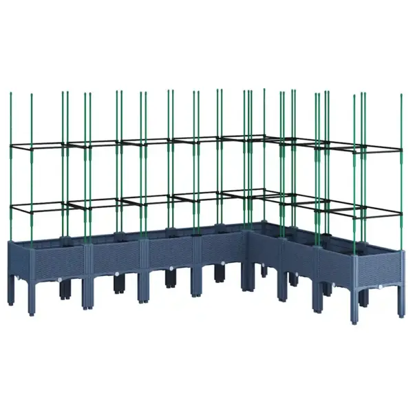 Võrega kõrgendatud taimekast, sinakashall PP, 200 x 160 x 142,5 cm – 2