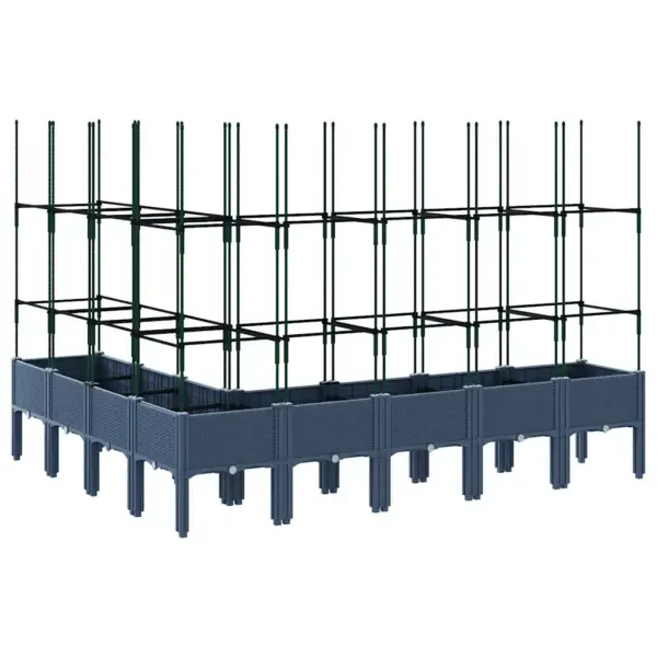 Võrega kõrgendatud taimekast, sinakashall PP, 200 x 160 x 142,5 cm – 5