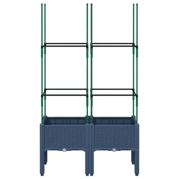 Kõrgendatud võrega taimekast rotangimustriga, sinakashall PP, 80 x 40 x 142,5 cm – 3