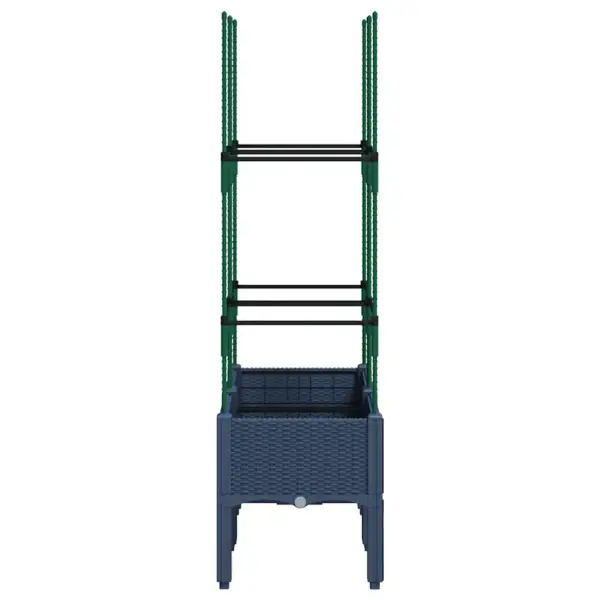 Kõrgendatud võrega taimekast rotangimustriga, sinakashall PP, 80 x 40 x 142,5 cm – 4