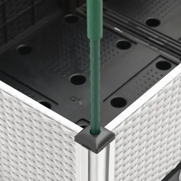 Kõrgendatud võrega aia taimekast, rotangiviimistlusega, valge PP, 160 x 120 x 142,5 cm – 7