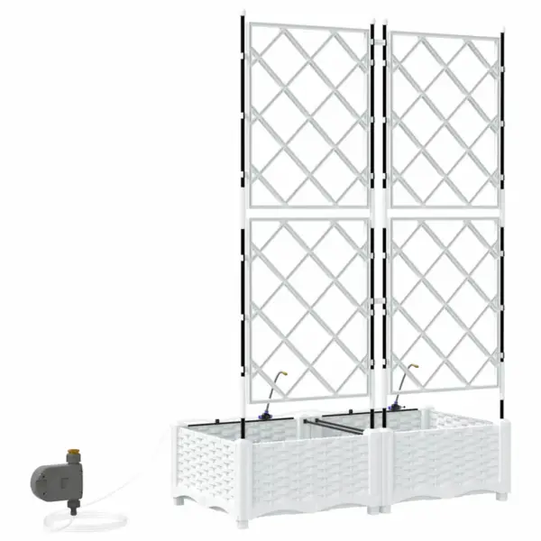 Võreseinaga istutuskast kastmissüsteemiga, 2 tk, valge teras, 80 x 40 x 126 cm - 8