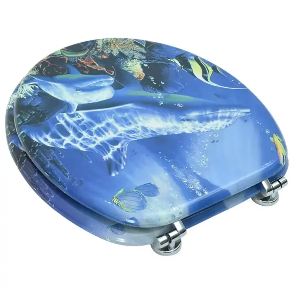 WC prill-laud MDF-ist, sinine delfiinimustriga, reguleeritavate hingede ja kaanega – 4