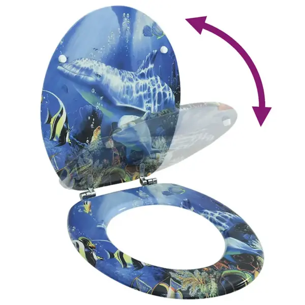 WC prill-laud MDF-ist, sinine delfiinimustriga, reguleeritavate hingede ja kaanega – 7