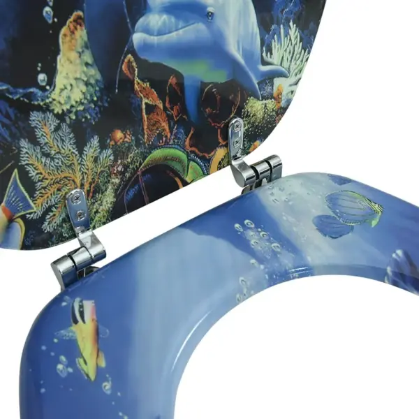 WC prill-laud MDF-ist, sinine delfiinimustriga, reguleeritavate hingede ja kaanega – 8