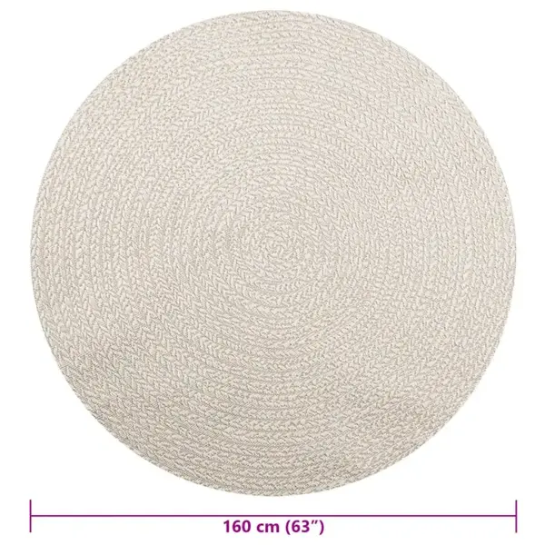 Ümmargune õue- ja toavaip ZIZUR, džuudi välimusega, kreemjas, Ø 160 cm, polüpropüleen – 9