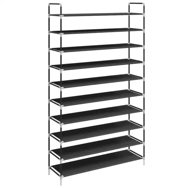 10-riiuliga kingariiul metallraami ja lausriidest riiulitega, must, 100 x 29,5 x 170 cm – 2