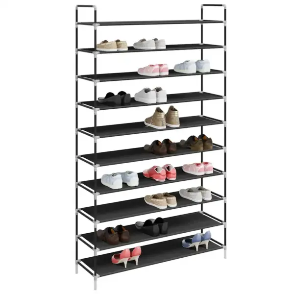 10-riiuliga kingariiul metallraami ja lausriidest riiulitega, must, 100 x 29,5 x 170 cm – 3