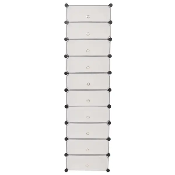 10 sektsiooniga jalatsikapp ustega, valge, plastpaneelid ja terasraam, 47 x 37 x 172 cm – 2