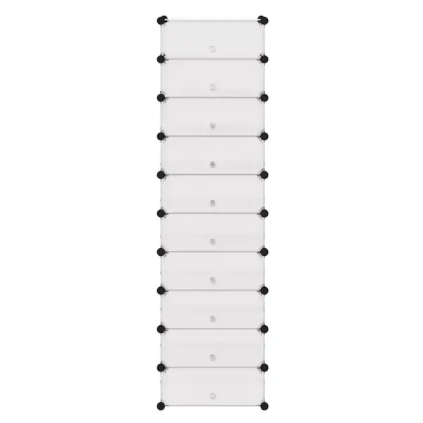 10 sektsiooniga jalatsikapp ustega, valge, plastpaneelid ja terasraam, 47 x 37 x 172 cm – 3