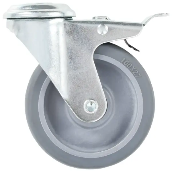 Pöörlevad mööblirattad poldiauguga, piduritega, 32 tk, 100 mm, hall – 4