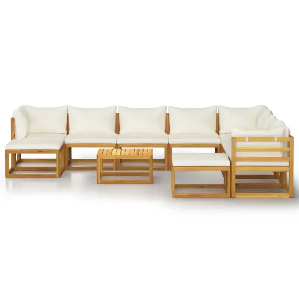 11-osaline modulaarne aiadiivanite komplekt patjadega, akaatsiapuit, kreemjad padjad – 3