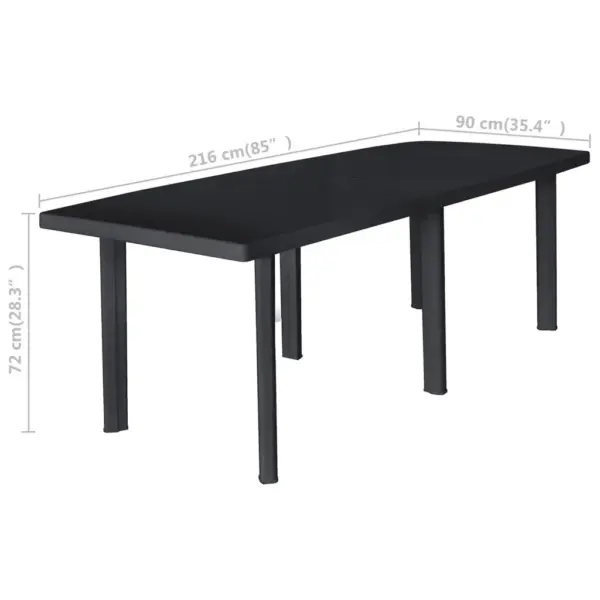 11-osaline plastist aiamööbli komplekt, antratsiithall, laud 216 x 90 cm, 10 kokkupandavat tooli – 13