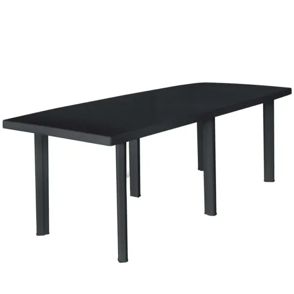 11-osaline plastist aiamööbli komplekt, antratsiithall, laud 216 x 90 cm, 10 kokkupandavat tooli – 10