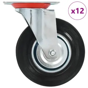 Pöörlevad kummirattad mööblile ja seadmetele, 12 tk, 125 mm, 100 kg