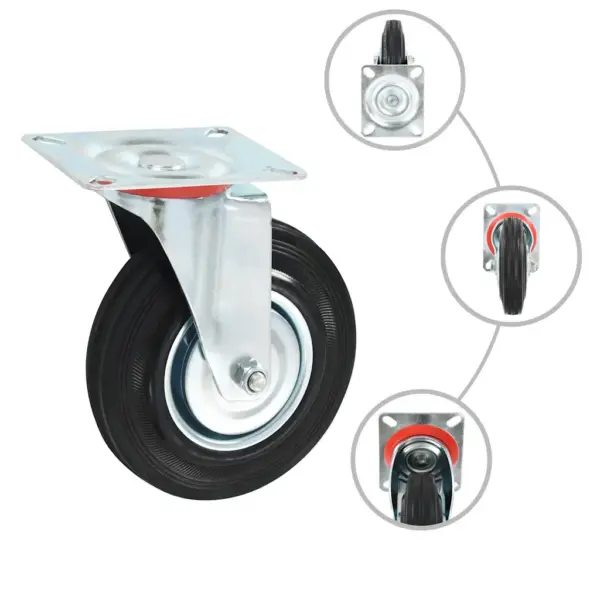 Pöörlevad kummirattad mööblile ja seadmetele, 12 tk, 125 mm, 100 kg – 2