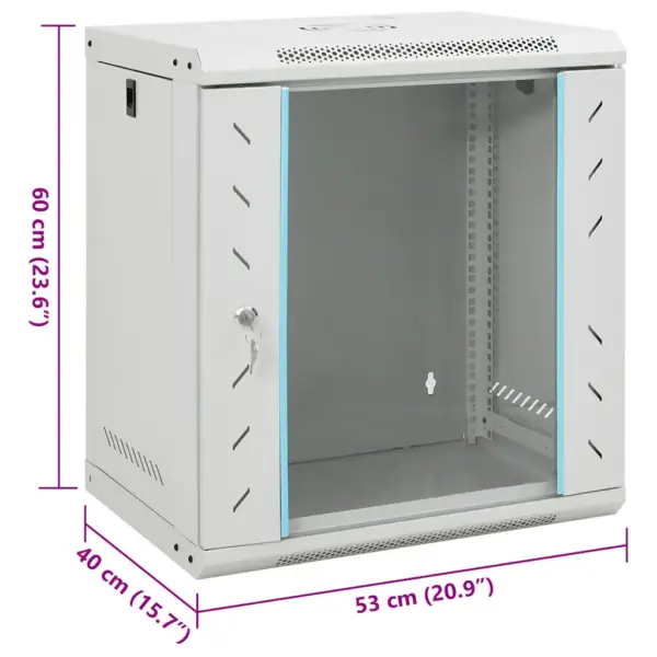 12U seinale paigaldatav 19-tolline serverikapp, IP20, hall, 53 x 40 x 60 cm – 8