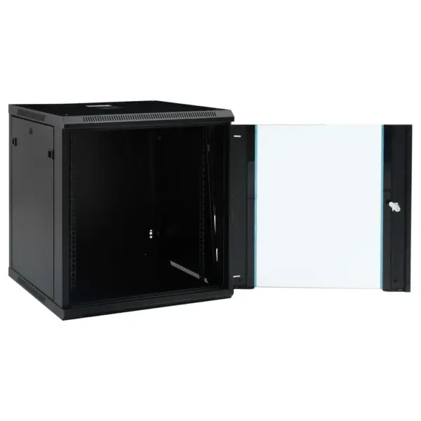 12U seinale paigaldatav 19” võrgukapp, must, IP20, 600 x 600 x 640 mm – 2