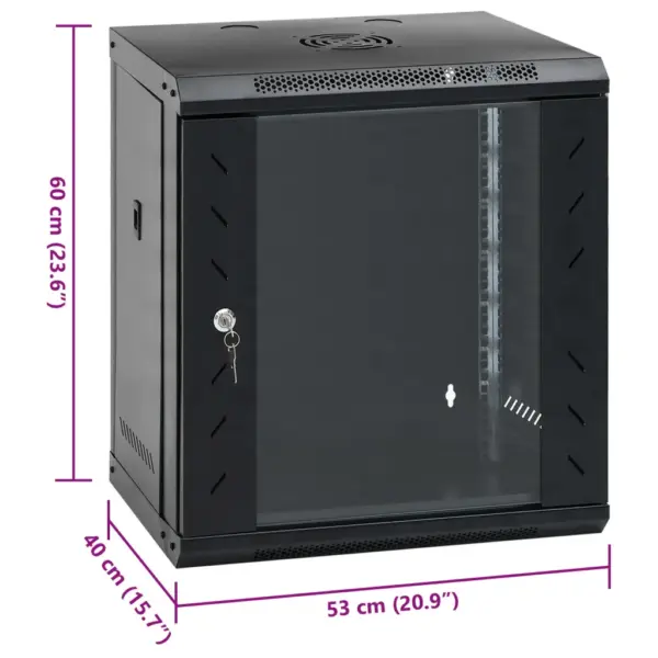 12U seinale paigaldatav serverikapp 19-tollistele seadmetele, must, IP20, 53 x 40 x 60 cm – 8