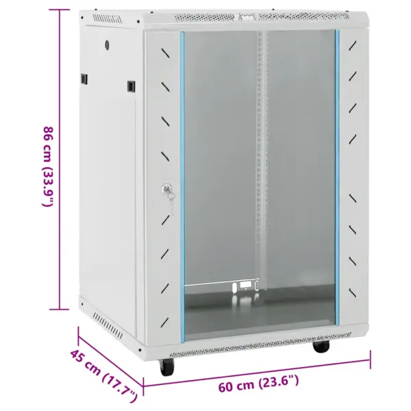 15U 19-tolline serverikapp pöörlevatel jalgadel, IP20, hall, 60 x 45 x 86 cm – 8