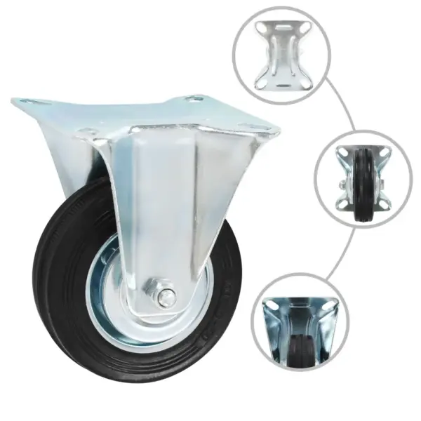Pöörlevad kummirattad tsingitud raamiga, 16 tk, 100 mm, must, 70 kg – 3