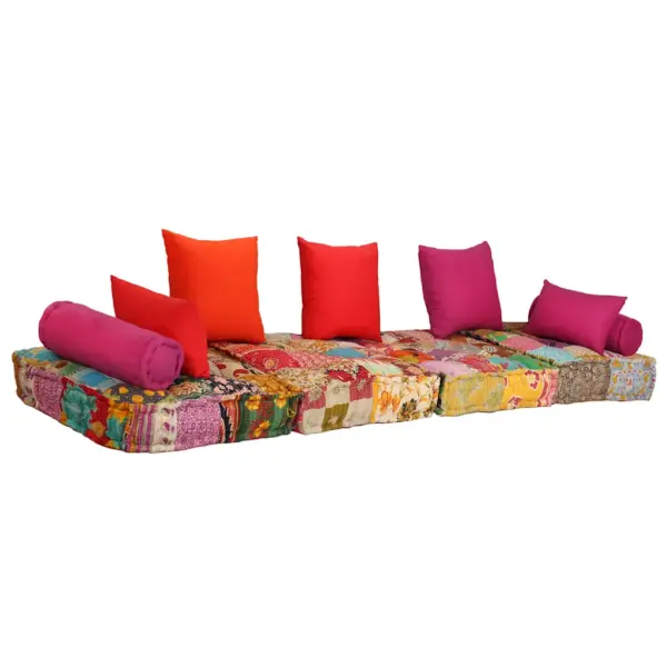 2-kohaline modulaarne diivanvoodi tumba lapitehnikas, 100% puuvill, mitmevärviline, 140 x 70 x 85 cm – 8