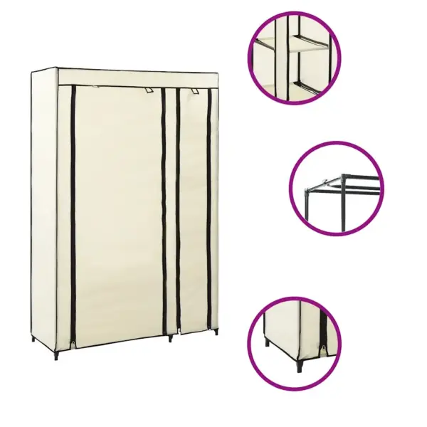 Kokkupandavad riidekapid, 2 tk, kreemjasvalge fliiskangas, 110 x 45 x 175 cm – 2
