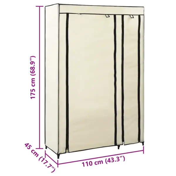 Kokkupandavad riidekapid, 2 tk, kreemjasvalge fliiskangas, 110 x 45 x 175 cm – 8
