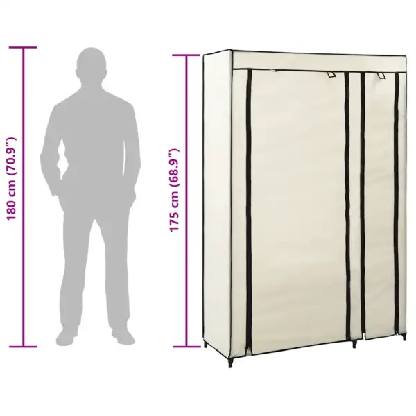 Kokkupandavad riidekapid, 2 tk, kreemjasvalge fliiskangas, 110 x 45 x 175 cm – 9