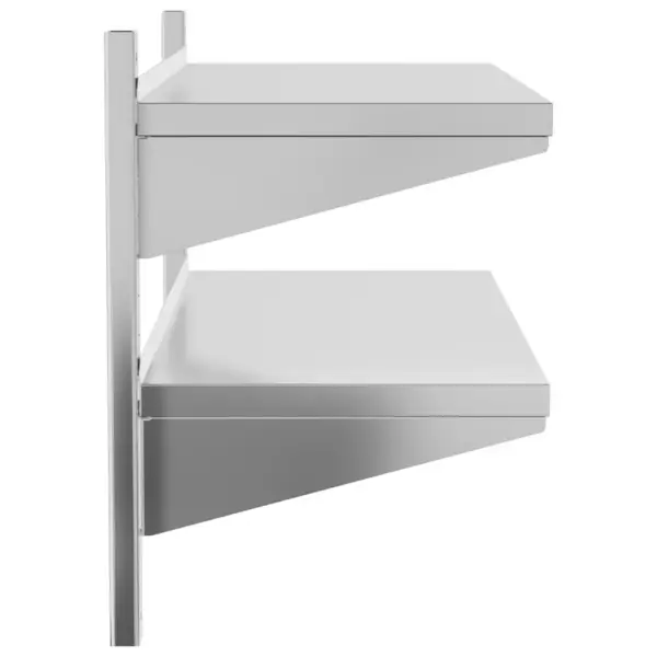 2-korruseline seinariiul tõstetud servadega, hõbedane roostevaba teras, 100 x 40 x 60 cm – 6