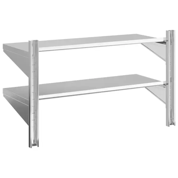 2-korruseline seinariiul tõstetud servadega, hõbedane roostevaba teras, 100 x 40 x 60 cm – 7