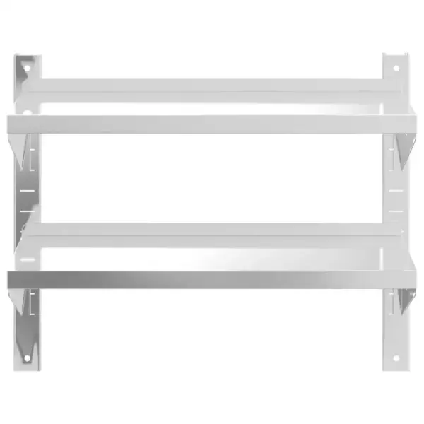 2-korruseline seinariiul tõstetud servadega, hõbedane roostevaba teras, 75 x 23,5 x 60 cm – 5