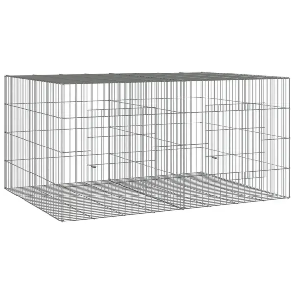 2-paneeliline küülikupuur tsingitud rauast, hõbedane, 110 x 79 x 54 cm – 2