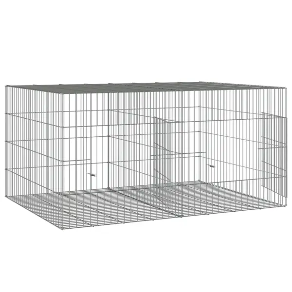 2-paneeliline küülikupuur tsingitud rauast, hõbedane, 110 x 79 x 54 cm – 4