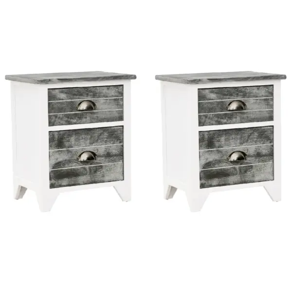 2 sahtliga öökapid, paulowniapuidust ja vineerist, hall-valged, 2 tk, 38 x 28 x 45 cm – 2