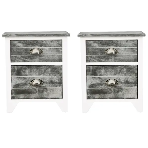 2 sahtliga öökapid, paulowniapuidust ja vineerist, hall-valged, 2 tk, 38 x 28 x 45 cm – 3