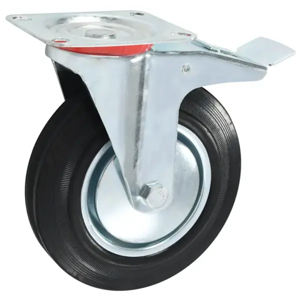 Pöörlevad kummirattad kinnitusplaadiga, 200 mm, 12 tk (6 piduriga), 180 kg – 4