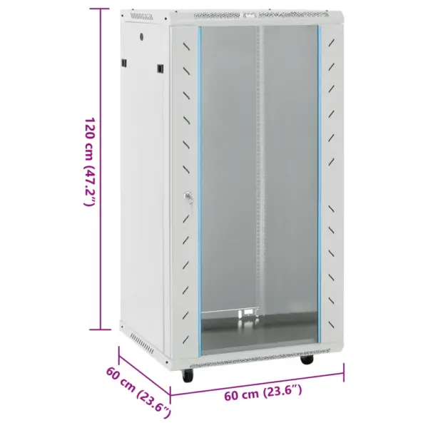22U 19-tolline serverikapp pöörlevate jalgadega, IP20, hall, 60 x 60 x 120 cm – 8