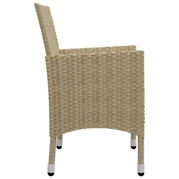 3-osaline aiamööbli komplekt, beež polürotang, klaasplaadiga laud 80 x 80 cm, 2 tugitooli pehmendatud istmepatjadega – 11