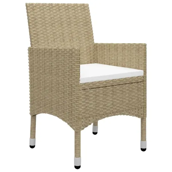 3-osaline aiamööbli komplekt, beež polürotang, klaasplaadiga laud 80 x 80 cm, 2 tugitooli pehmendatud istmepatjadega – 7