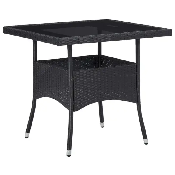3-osaline aiamööbli komplekt, must polürotang ja akaatsiapuit, laud 80 x 80 cm – 2