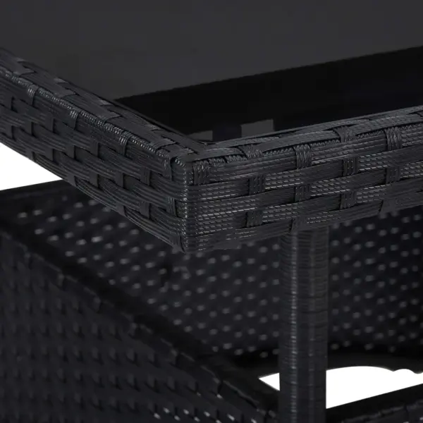 3-osaline aiamööbli komplekt, must polürotang ja akaatsiapuit, laud 80 x 80 cm – 4