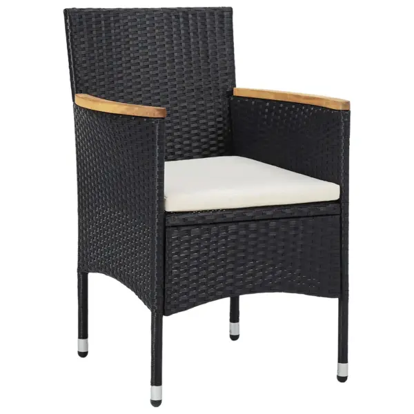 3-osaline aiamööbli komplekt, must polürotang ja akaatsiapuit, laud 80 x 80 cm – 6