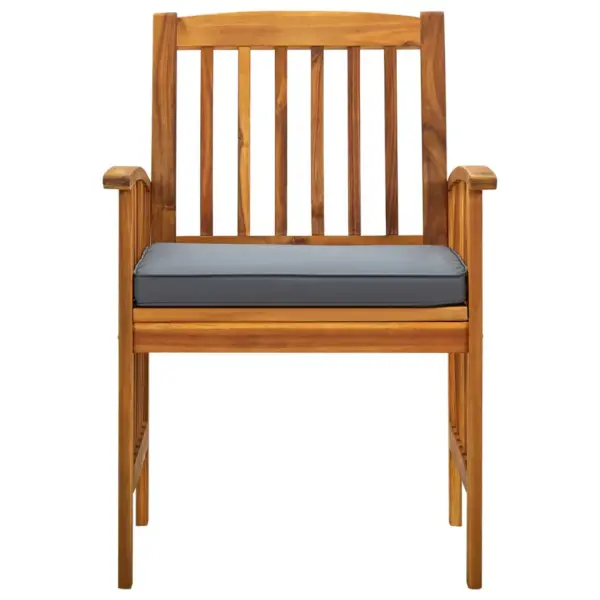 3-osaline akaatsiapuidust aiamööbli komplekt patjadega, laud 88 x 88 cm, tumehallid istmepadjad – 6