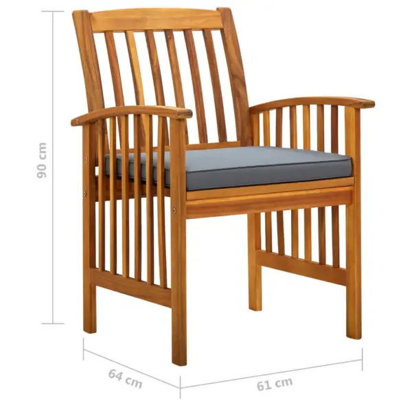 3-osaline akaatsiapuidust aiamööbli komplekt patjadega, laud 88 x 88 cm, tumehallid istmepadjad – 9